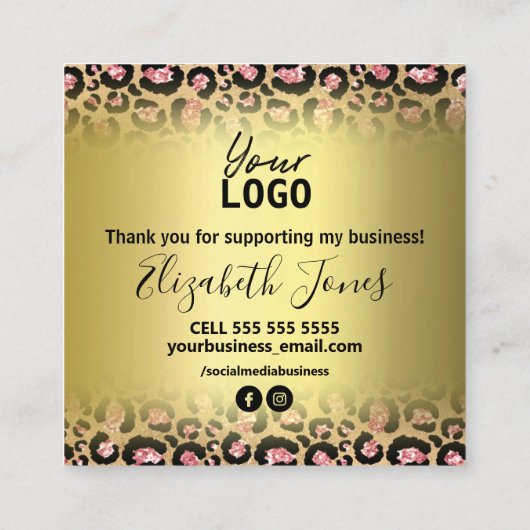 Leopard Print金ゴールドのご購入に感謝します スクエア名刺 (裏面)