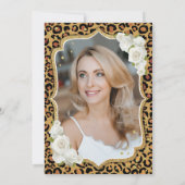 Leopard Print金ゴールド黒写真50誕生日 招待状 (裏面)