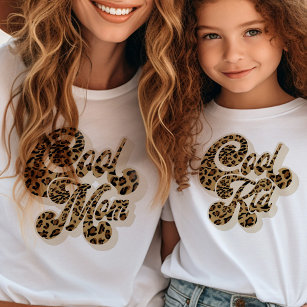 Leopard Print クール Mom Matching Mommy and Me Tシャツ