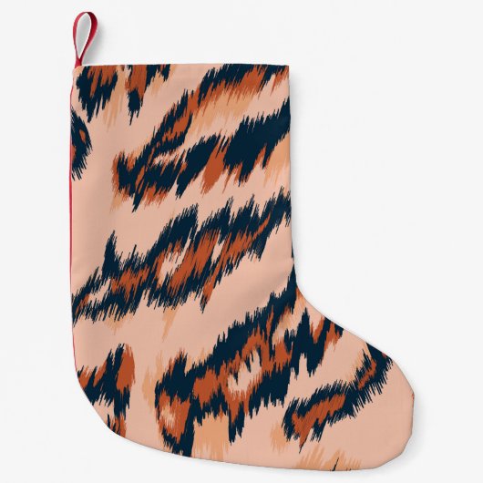 Leopard Print:シームレスなデザイン。 スモールクリスマスストッキング (正面)