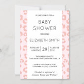 Leopard Print、スポット、Pink Leopard、Baby Shower マグネット招待状 (正面)