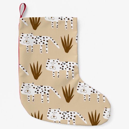 Leopard Print:タイムレスパターン。 スモールクリスマスストッキング (正面)