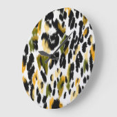 Leopard Print:動物のテクスチャ背景 ラージ壁時計 (傾斜)