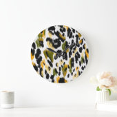 Leopard Print:動物のテクスチャ背景 ラージ壁時計 (ホーム)