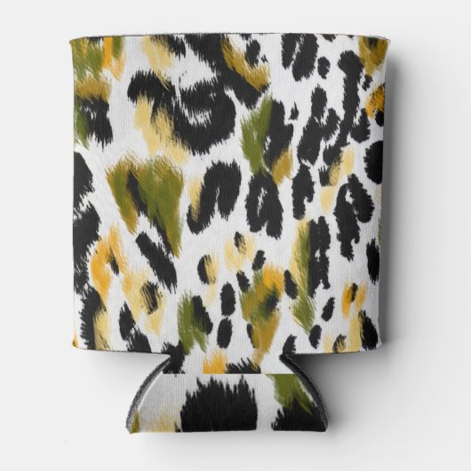 Leopard Print:動物のテクスチャ背景 缶クーラー (正面)