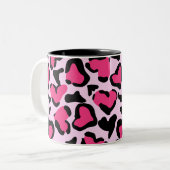 Leopard print、手描き水彩テクスチャ。 ツートーンマグカップ (正面左)