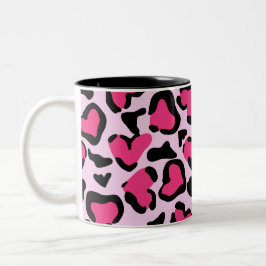 Leopard print、手描き水彩テクスチャ。 ツートーンマグカップ