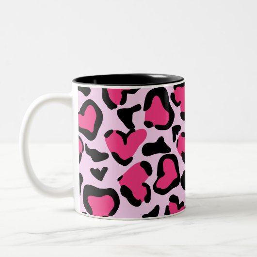 Leopard print、手描き水彩テクスチャ。 ツートーンマグカップ (左)