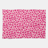 Leopard Print -明るい赤紫色とライトピンク キッチンタオル (横)