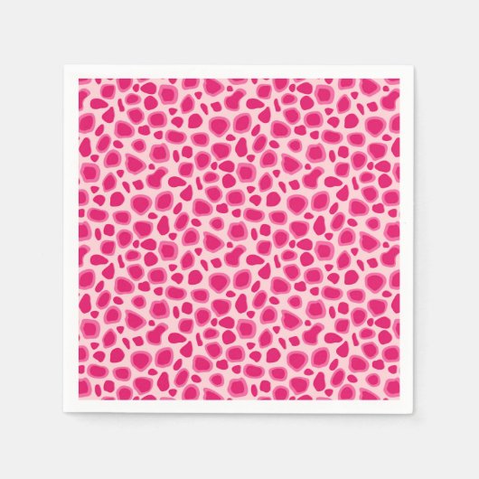 Leopard Print -明るい赤紫色とライトピンク スタンダードカクテルナプキン (正面)