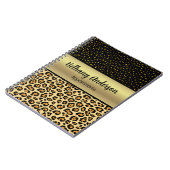 Leopard Print、金ゴールドフェイクノートブパーソナライズされたック ノートブック (左側)