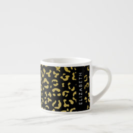 Leopard Print、金ゴールドLeopard、グリッター、名前 エスプレッソカップ
