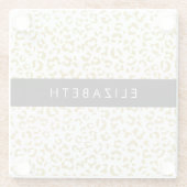 Leopard Print、金ゴールドLeopard、グリッター、名前 ガラスコースター (裏面)