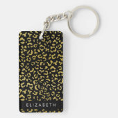 Leopard Print、金ゴールドLeopard、グリッター、名前 キーホルダー (裏面)