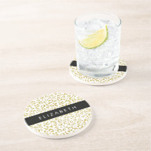 Leopard Print、金ゴールドLeopard、グリッター、名前