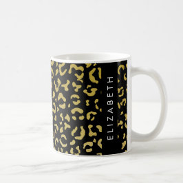 Leopard Print、金ゴールドLeopard、グリッター、名前 コーヒーマグカップ