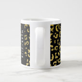 Leopard Print、金ゴールドLeopard、グリッター、名前 ジャンボコーヒーマグカップ (裏面)
