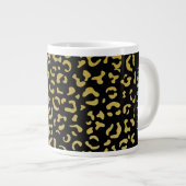 Leopard Print、金ゴールドLeopard、グリッター、名前 ジャンボコーヒーマグカップ (正面右)