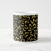 Leopard Print、金ゴールドLeopard、グリッター、名前 ジャンボコーヒーマグカップ (正面)