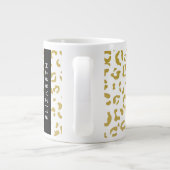 Leopard Print、金ゴールドLeopard、グリッター、名前 ジャンボコーヒーマグカップ (裏面)