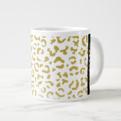 Leopard Print、金ゴールドLeopard、グリッター、名前 ジャンボコーヒーマグカップ (正面右)