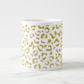 Leopard Print、金ゴールドLeopard、グリッター、名前 ジャンボコーヒーマグカップ (正面)