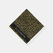 Leopard Print、金ゴールドLeopard、グリッター、名前 スタンダードカクテルナプキン (角)