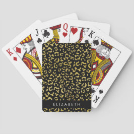 Leopard Print、金ゴールドLeopard、グリッター、名前 トランプ