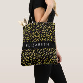 Leopard Print、金ゴールドLeopard、グリッター、名前 トートバッグ (クローズアップ)