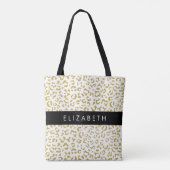 Leopard Print、金ゴールドLeopard、グリッター、名前 トートバッグ (裏面)