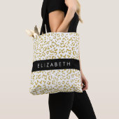 Leopard Print、金ゴールドLeopard、グリッター、名前 トートバッグ (クローズアップ)