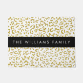 Leopard Print、金ゴールドLeopard、グリッター、名前 ドアマット (正面)