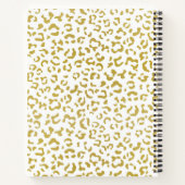 Leopard Print、金ゴールドLeopard、グリッター、名前 ノートブック (裏面)