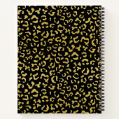 Leopard Print、金ゴールドLeopard、グリッター、名前 ノートブック (裏面)