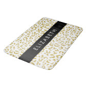Leopard Print、金ゴールドLeopard、グリッター、名前 バスマット (アングル)