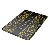 Leopard Print、金ゴールドLeopard、グリッター、名前 バスマット (アングル)