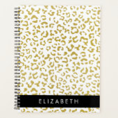 Leopard Print、金ゴールドLeopard、グリッター、名前 プランナー手帳 (正面)