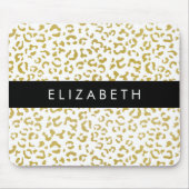 Leopard Print、金ゴールドLeopard、グリッター、名前 マウスパッド (正面)