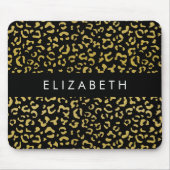 Leopard Print、金ゴールドLeopard、グリッター、名前 マウスパッド (正面)