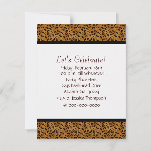 Leopard Print: 11誕生日招待状 招待状 (裏面)