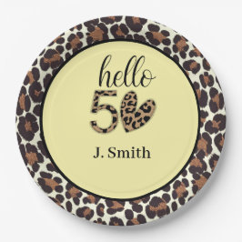 Leopard Print 50th誕生日紙プレート-カスタム ペーパープレート