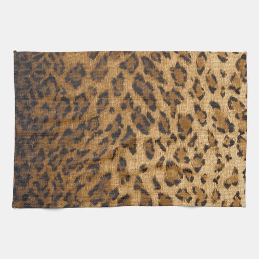 Leopard Print Aモノグラムイニシャル キッチンタオル (横)