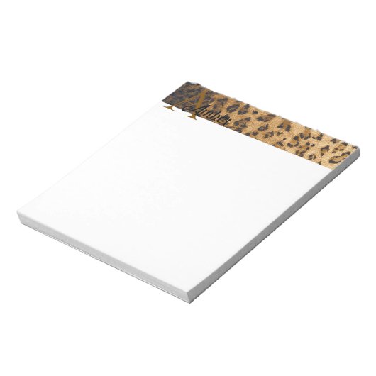 Leopard Print A monogramイニシャルメモ帳 ノートパッド (回転)