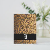 Leopard Print A monogramイニシャル葉書 ポストカード (スタンド正面)