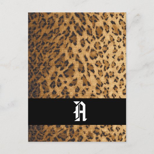 Leopard Print A monogramイニシャル葉書 ポストカード (正面)