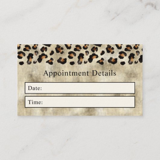 Leopard Print And Black Faux Foil Appointment Card 名刺 (裏面)