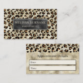 Leopard Print And Black Faux Foil Appointment Card 名刺 (正面/裏面)