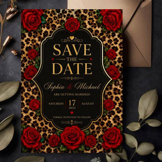 Leopard Print and Red Rose  セーブザデート