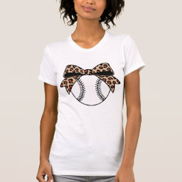 Leopard Print Baseball Bow | Trendy Sports Design Tシャツ