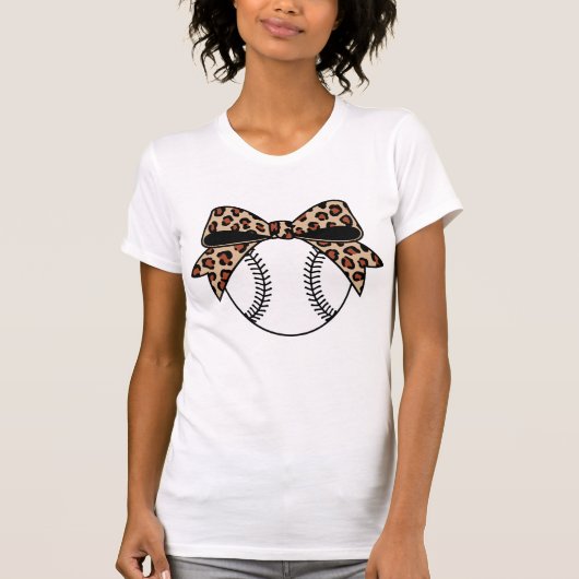 Leopard Print Baseball Bow | Trendy Sports Design Tシャツ (正面)